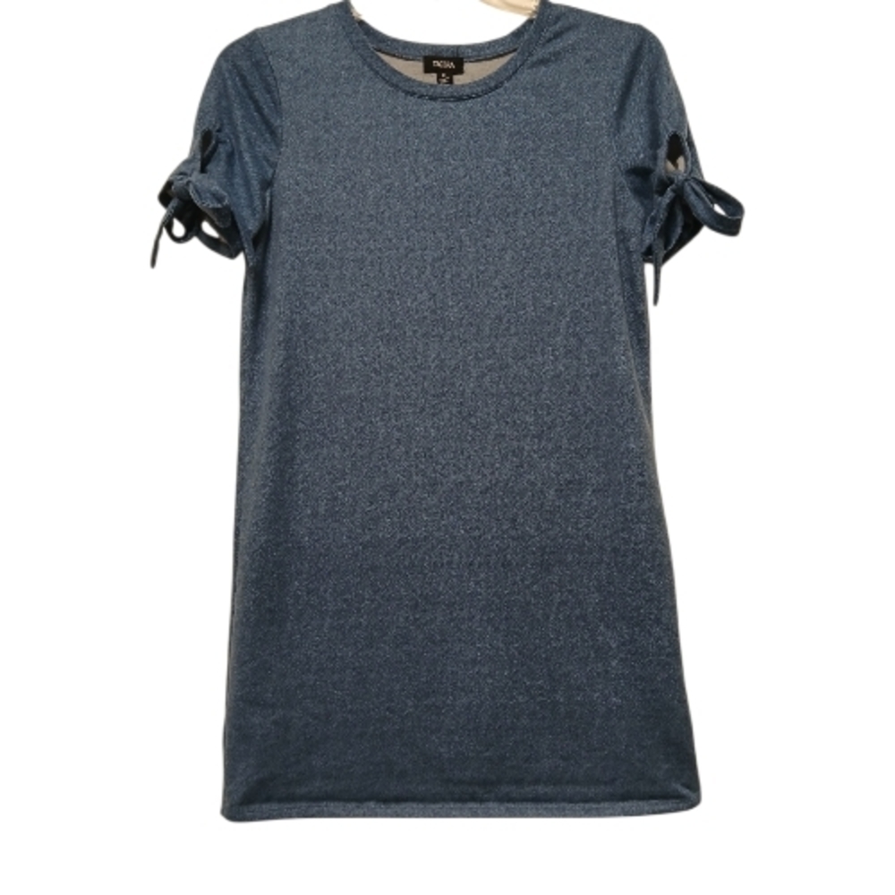 Tacera Short Blue Dress With Tie Details Size S-EUC